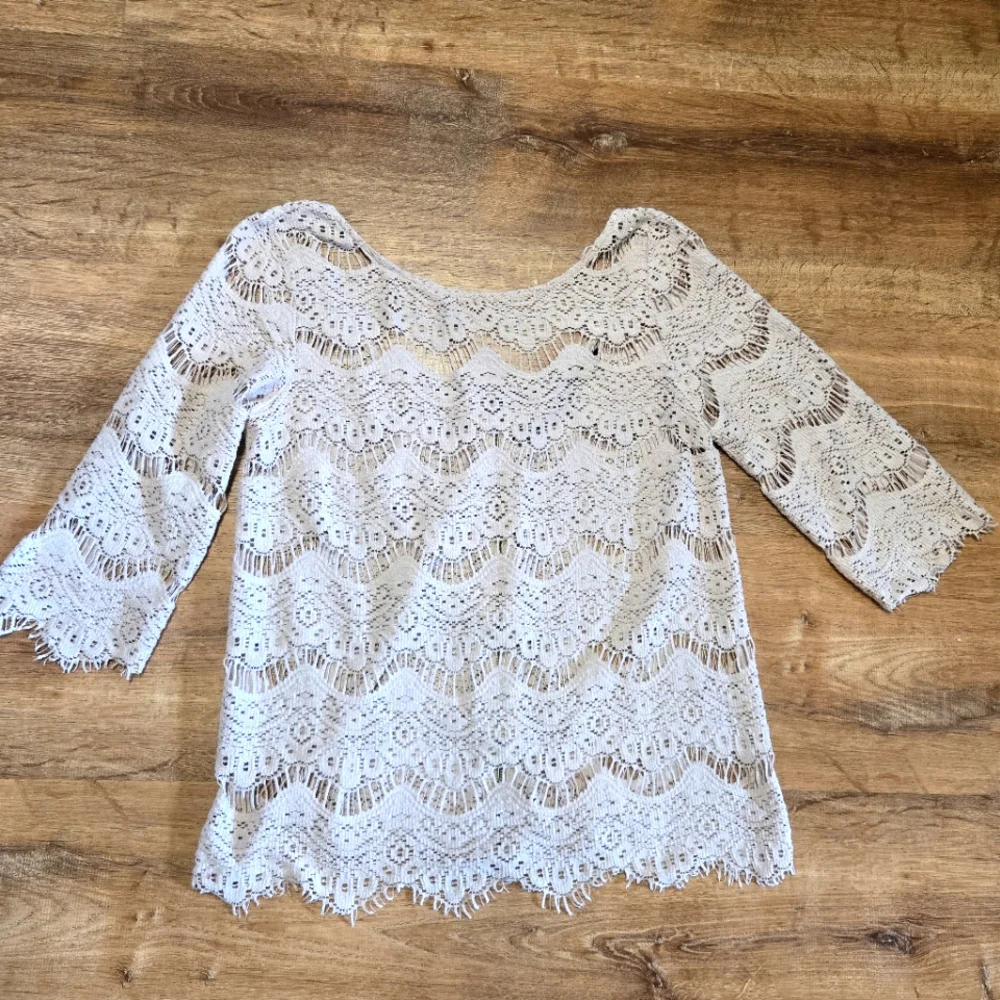 Zara Women's Lace Blouse - Cream Medium